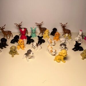 Large Lot of 25+ Mini Dog and Other Animal Figures Bulldog, Lab, Zebra Keychain